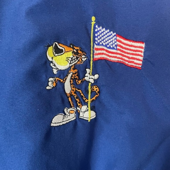 Cheetos Chester American Flag Embroidered Vintage Windbreaker Pullover Navy XL - Picture 9 of 11